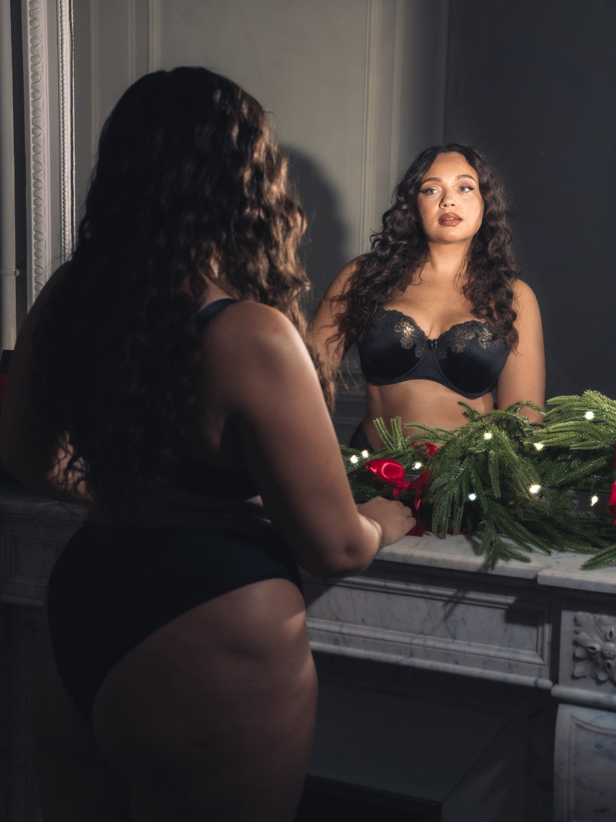 Boost Lace Padded Balcony Bra - Black/Gold
