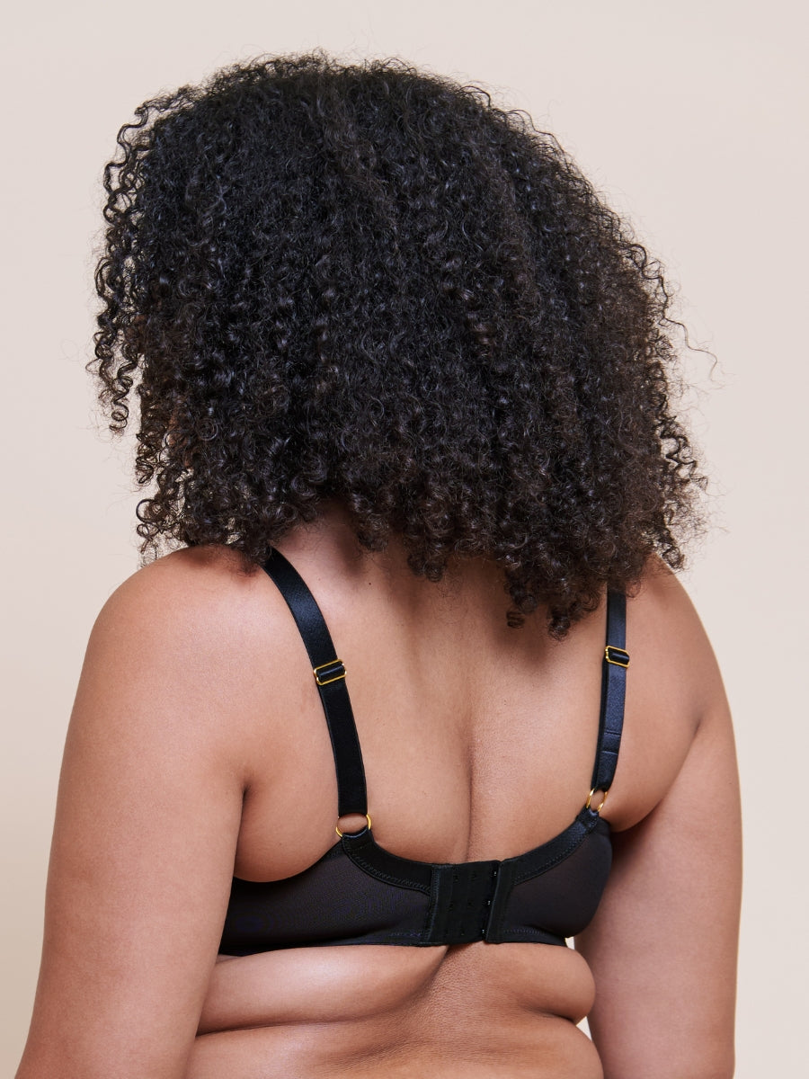 Boost Lace Padded Balcony Bra - Black/Gold