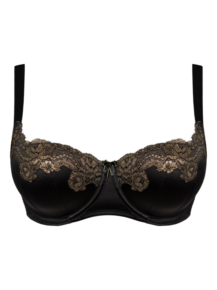 Boost Lace Padded Balcony Bra - Black/Gold