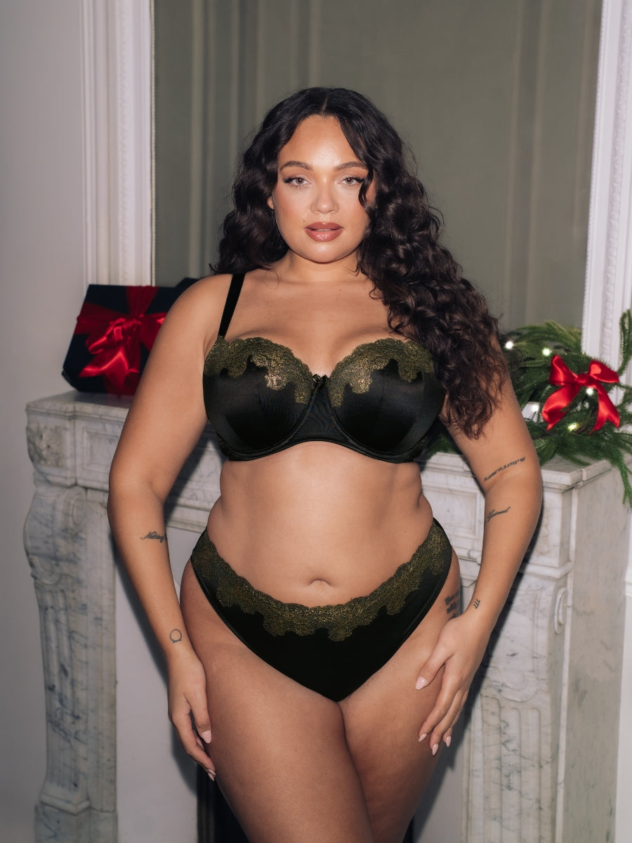 Boost Lace Padded Balcony Bra - Black/Gold
