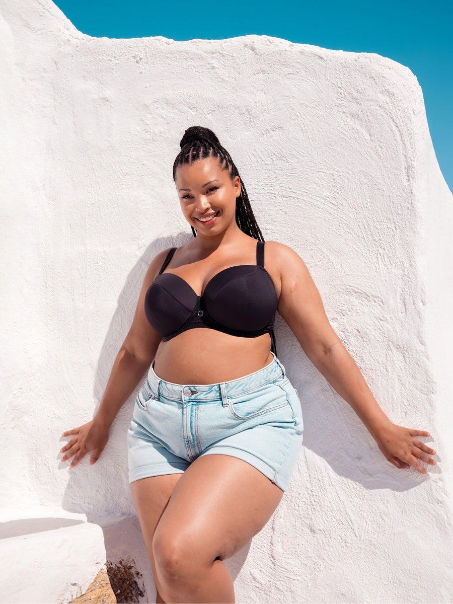 Daze Padded T-Shirt Balcony Bra - Black