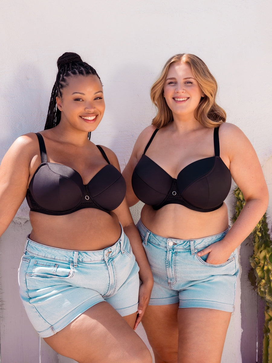 Daze Padded T-Shirt Balcony Bra - Black