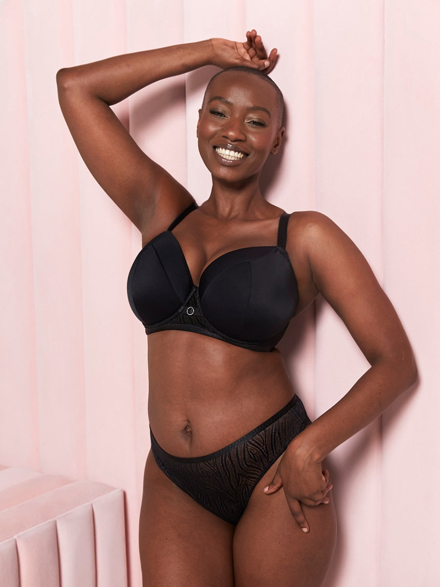 Daze Padded T-Shirt Balcony Bra - Black