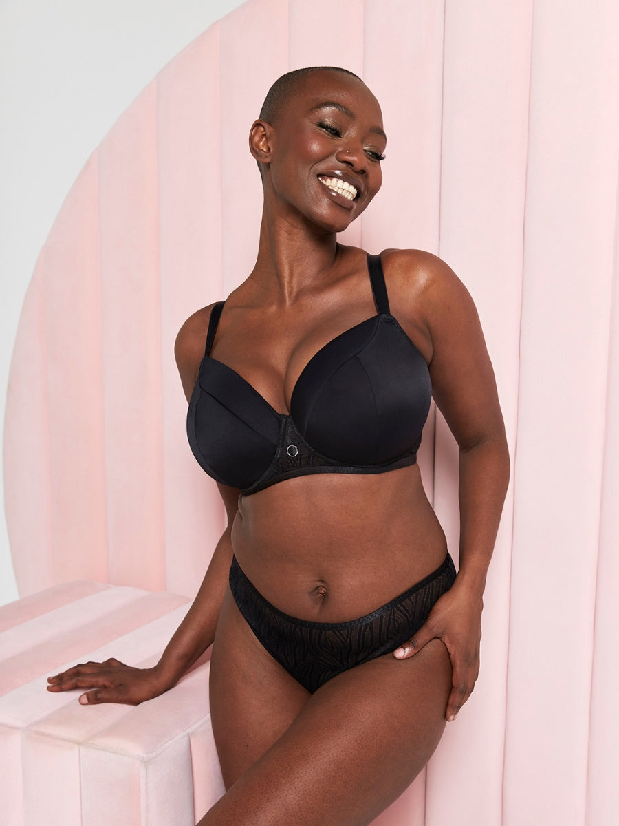 Daze Padded T-Shirt Balcony Bra - Black