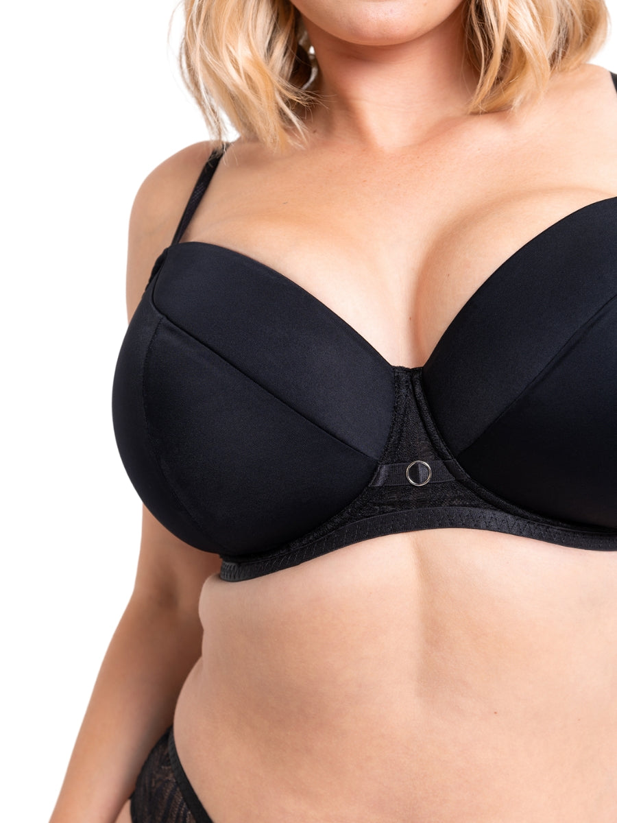 Daze Padded T-Shirt Balcony Bra - Black
