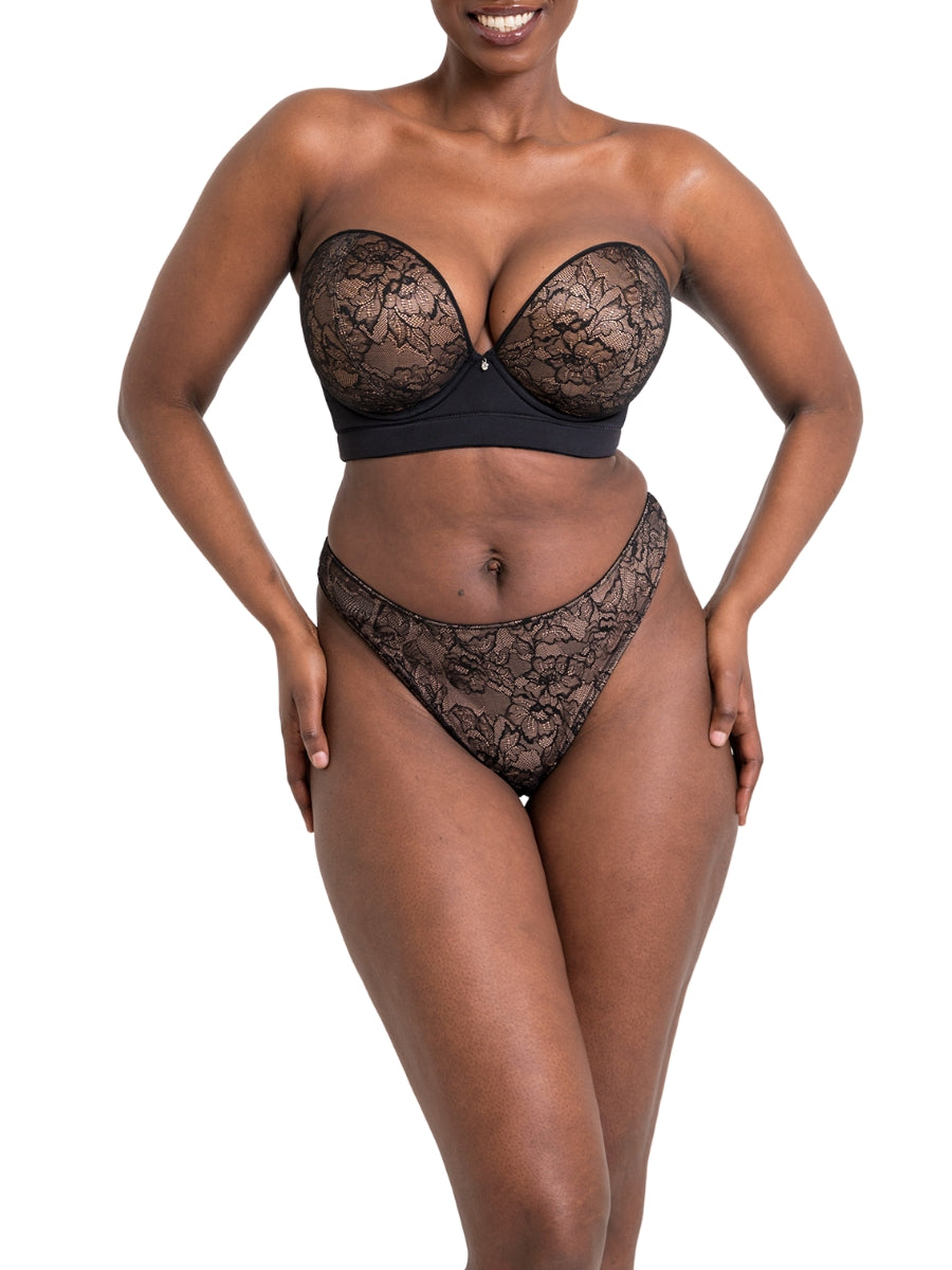 Hey Girls SuperPlunge Strapless Bra - Black/Latte