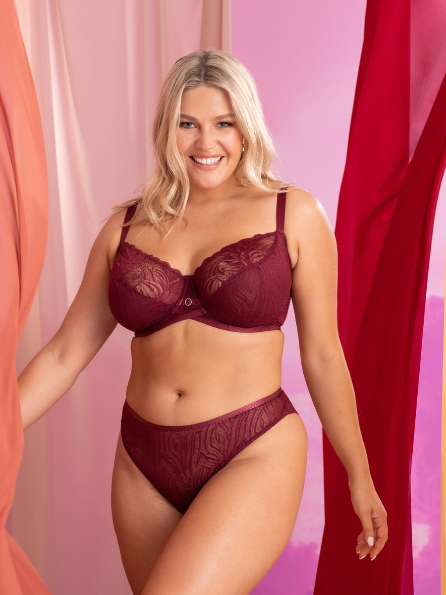 Lace Daze Balcony Bra - Claret