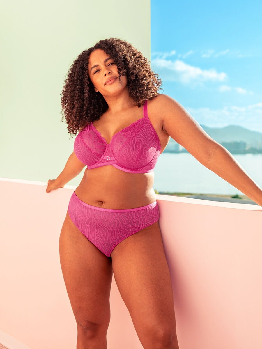 Lace Daze Balcony Bra - Lipstick Pink