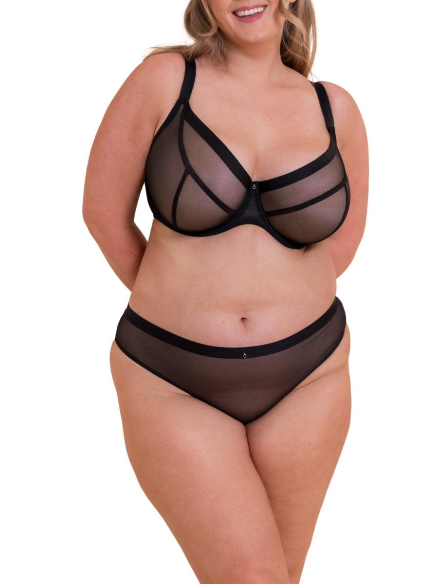 Lightstyle Sheer Plunge Bra - Black