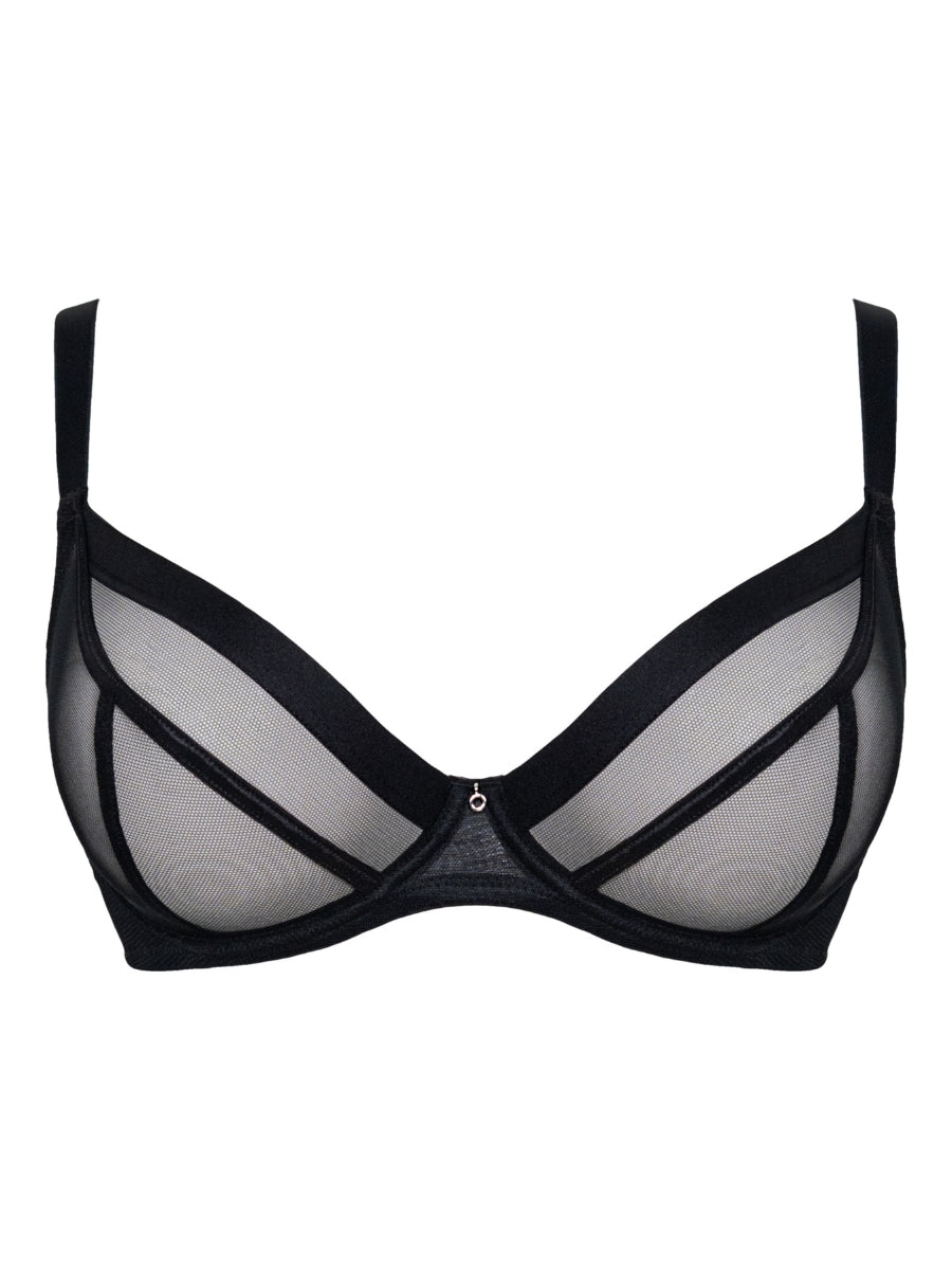 Lightstyle Sheer Plunge Bra - Black