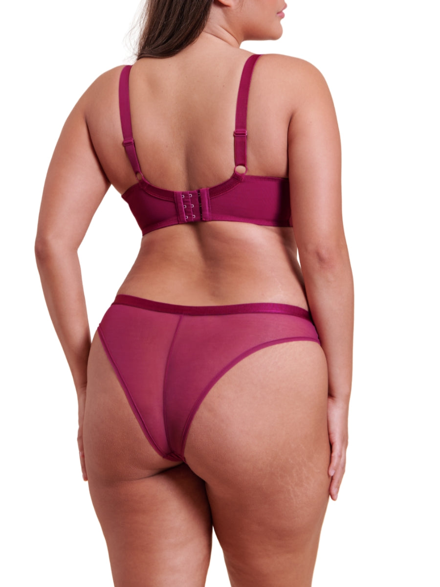Lightstyle Sheer Plunge Bra - Berry Purple