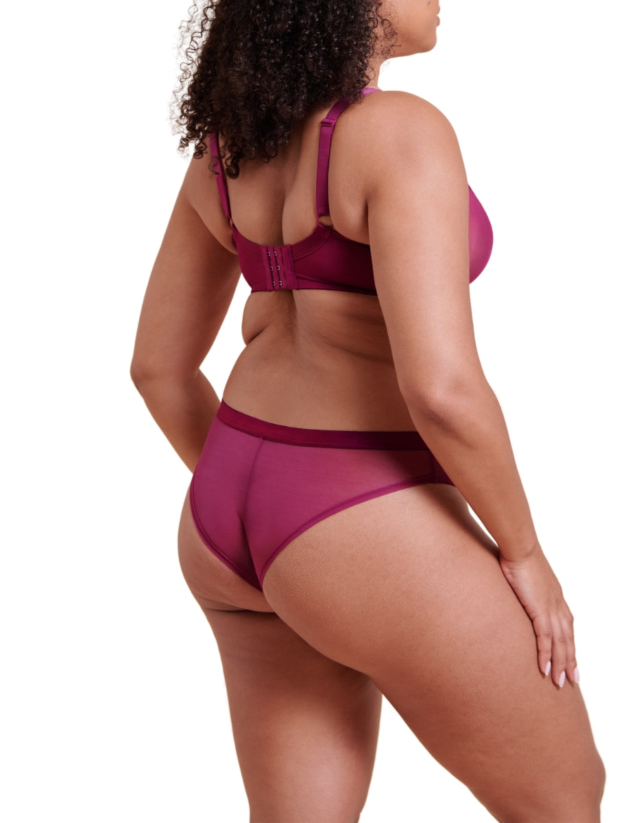 Lightstyle Sheer Plunge Bra - Berry Purple