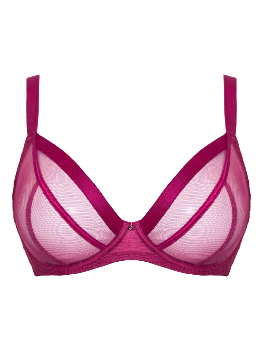 Lightstyle Sheer Plunge Bra - Berry Purple