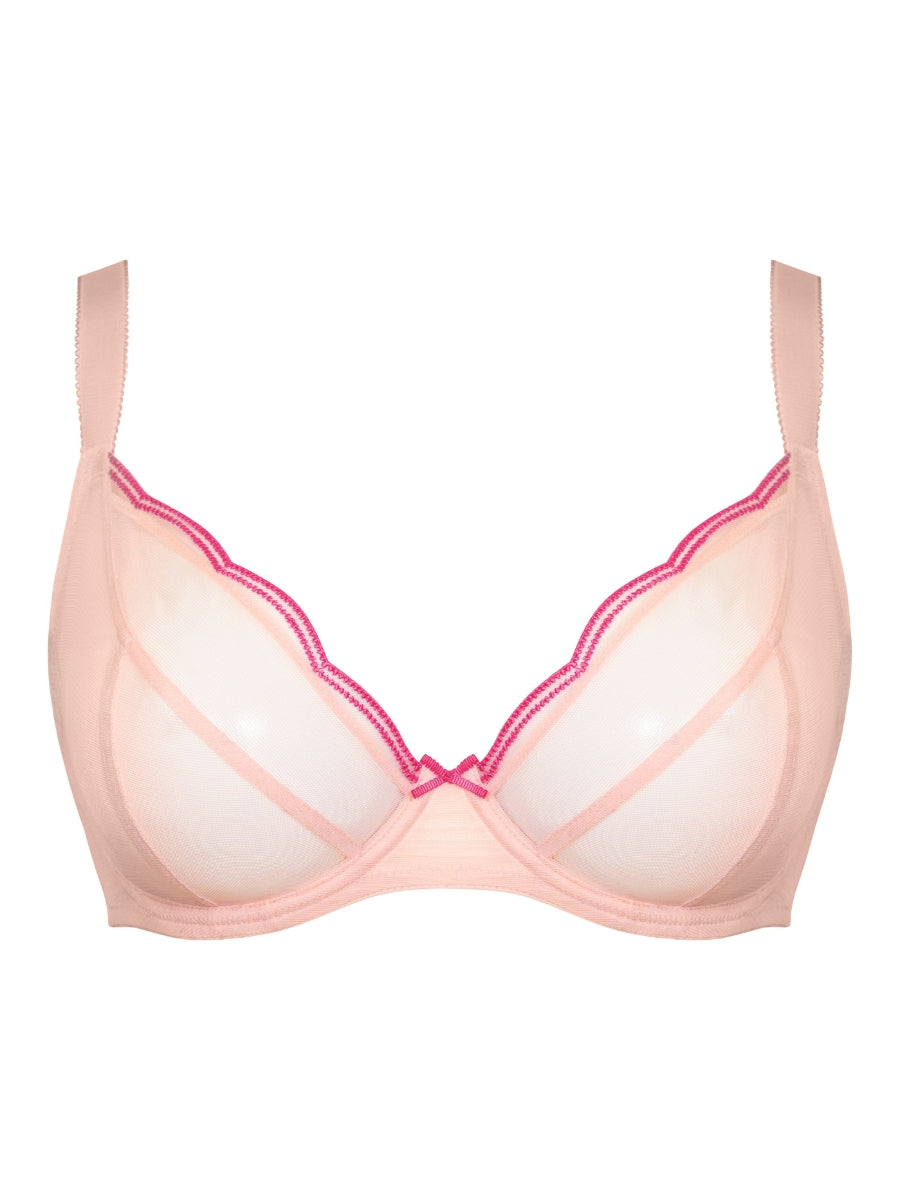 Lightstyle Scallop Sheer Plunge Bra - Blush Pink