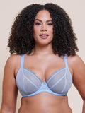Lightstyle Scallop Sheer Plunge Bra - Light Blue/Silver