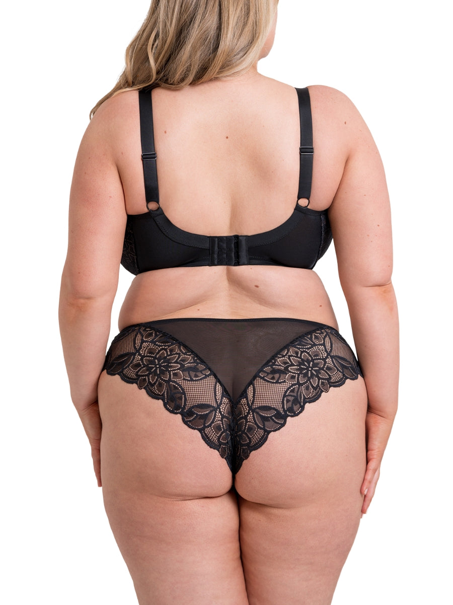 Lovelace Full Cup Side Support Bra - Black/Taupe
