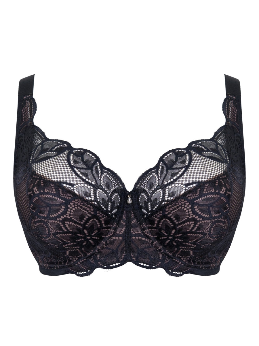 Lovelace Full Cup Side Support Bra - Black/Taupe