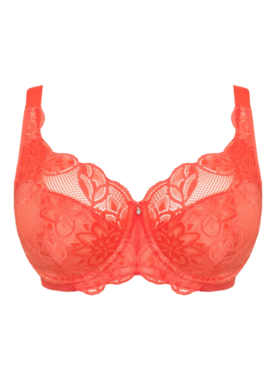 Lovelace Full Cup Side Support Bra - Coral