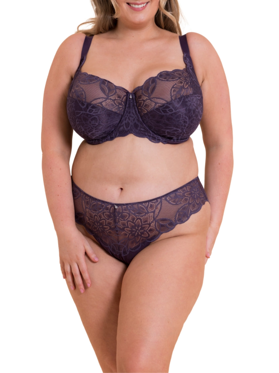 Lovelace Full Cup Side Support Bra - Deep Purple