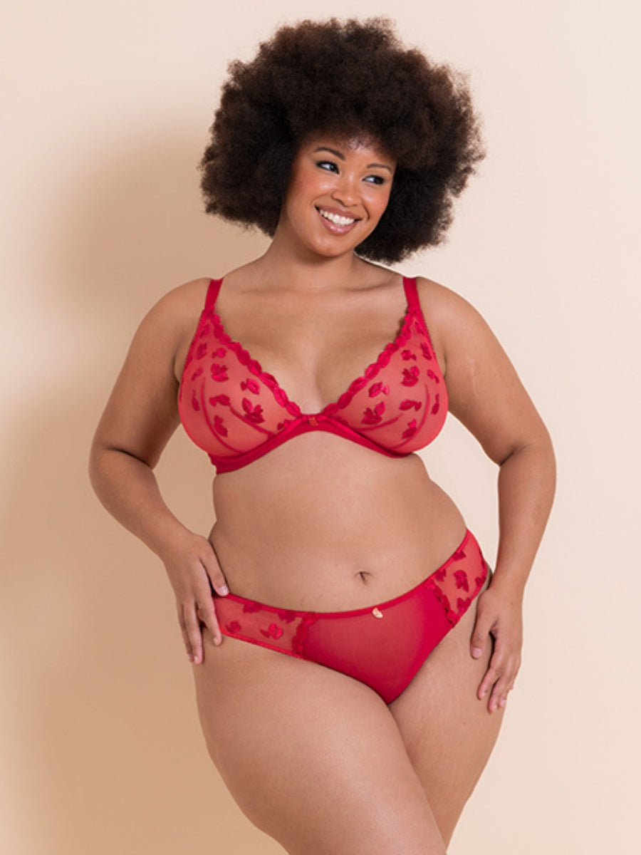 Pucker Up Deep Plunge Bra - Lipstick Red