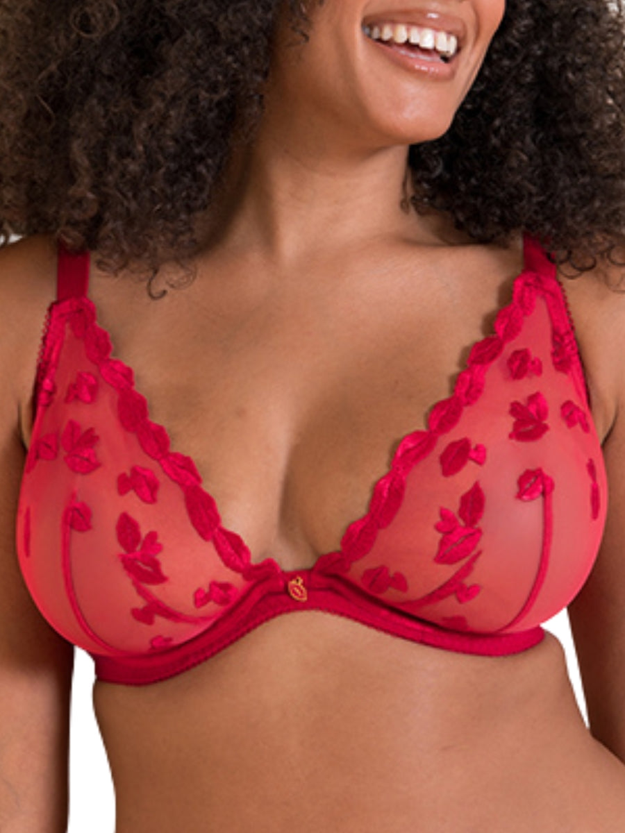 Pucker Up Deep Plunge Bra - Lipstick Red