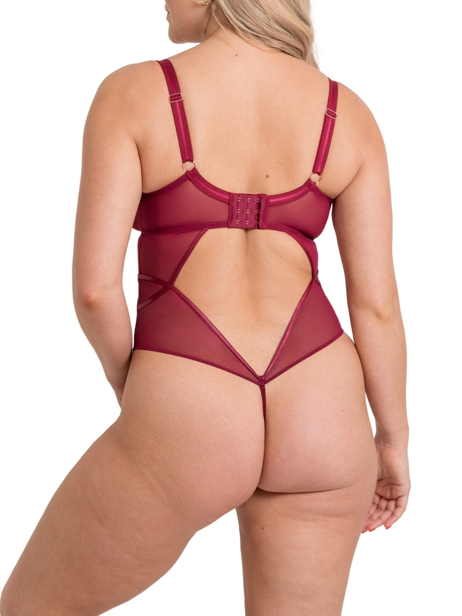 Suspense Plunge Bodysuit - Sangria