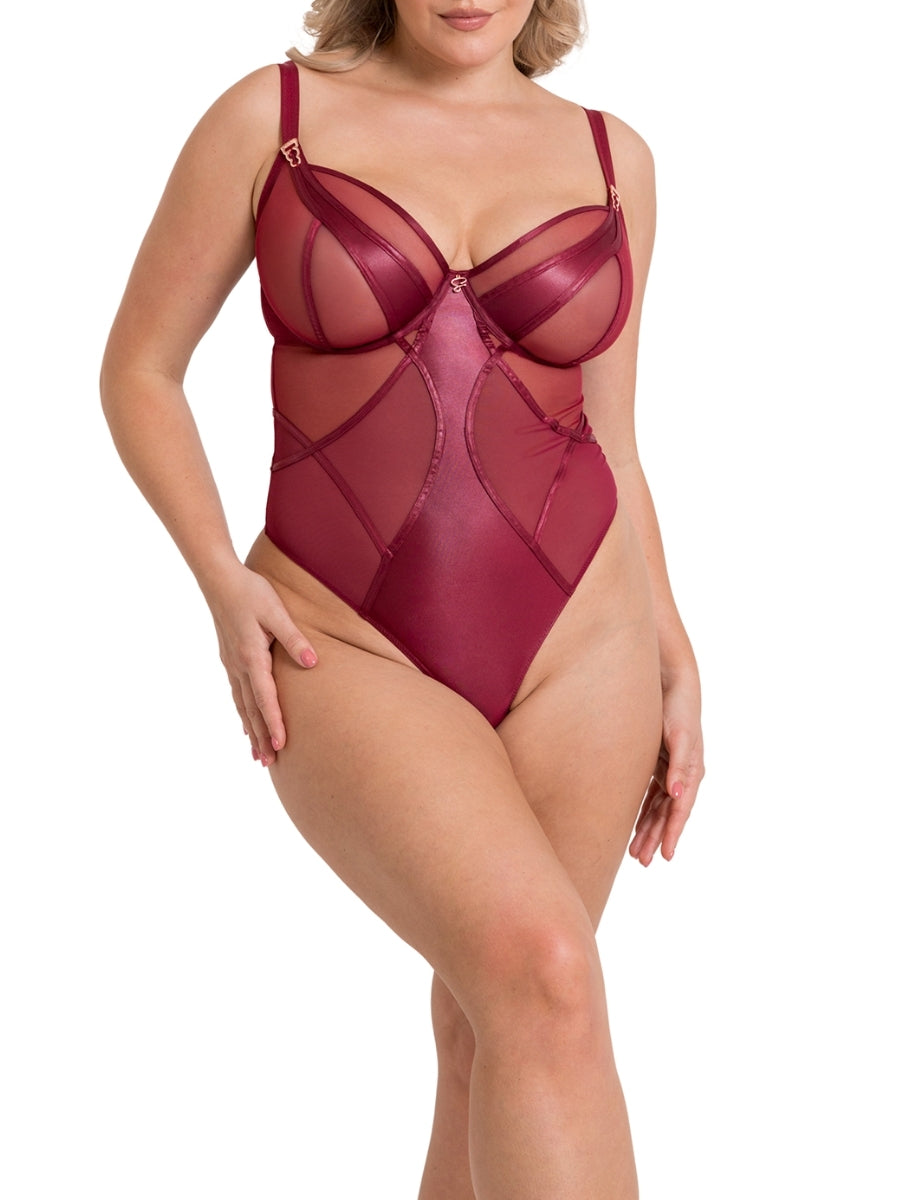 Suspense Plunge Bodysuit - Sangria