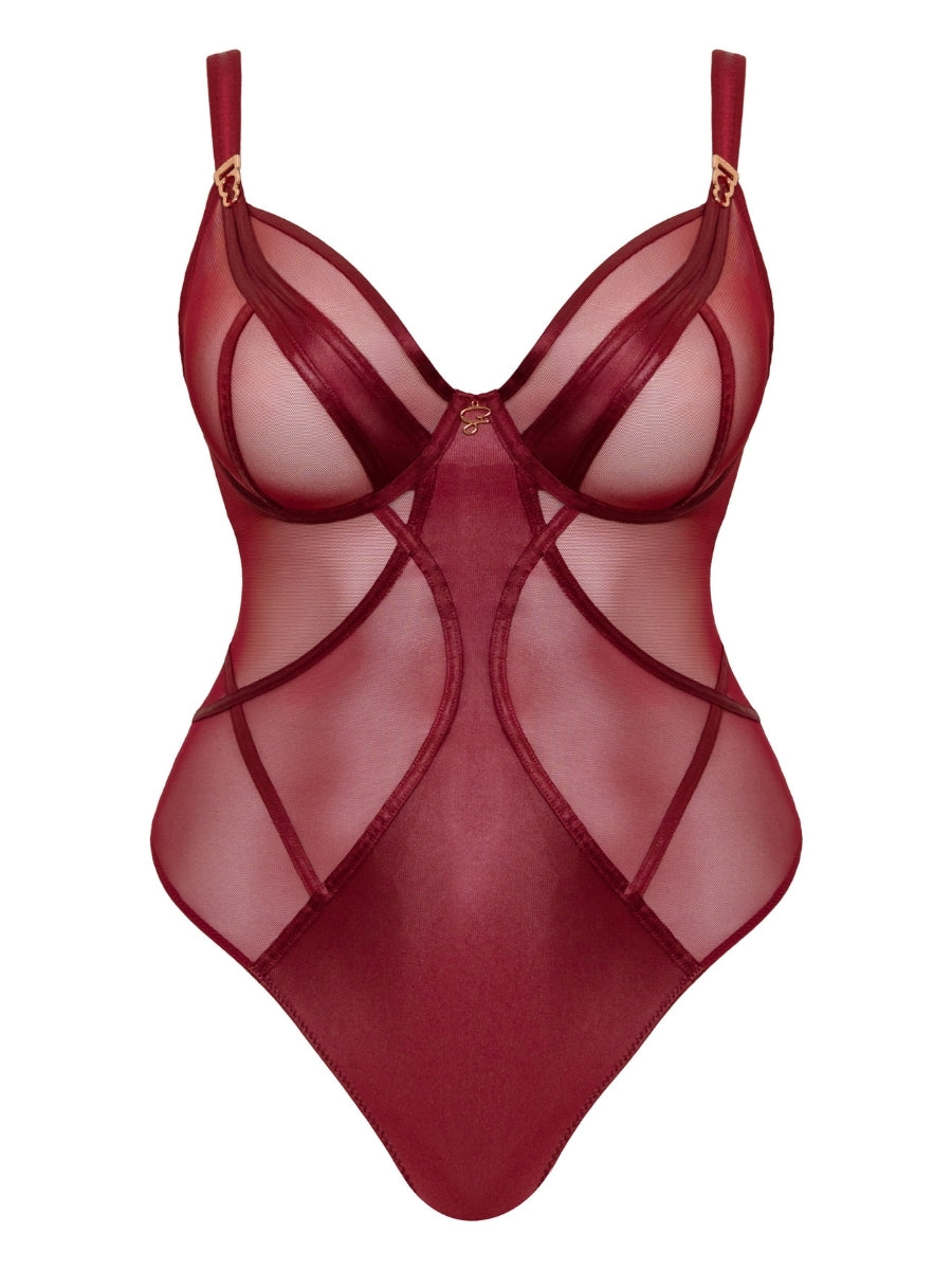 Suspense Plunge Bodysuit - Sangria