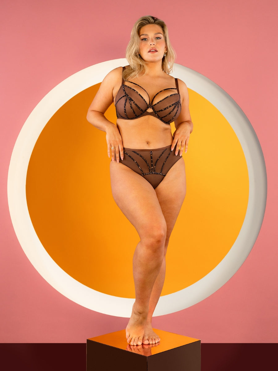 Senses Plunge Bra - Leopard Brown