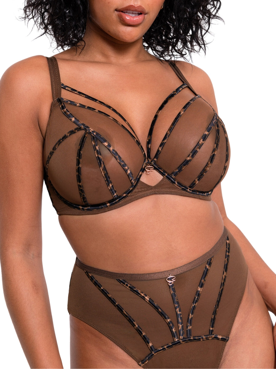 Senses Plunge Bra - Leopard Brown