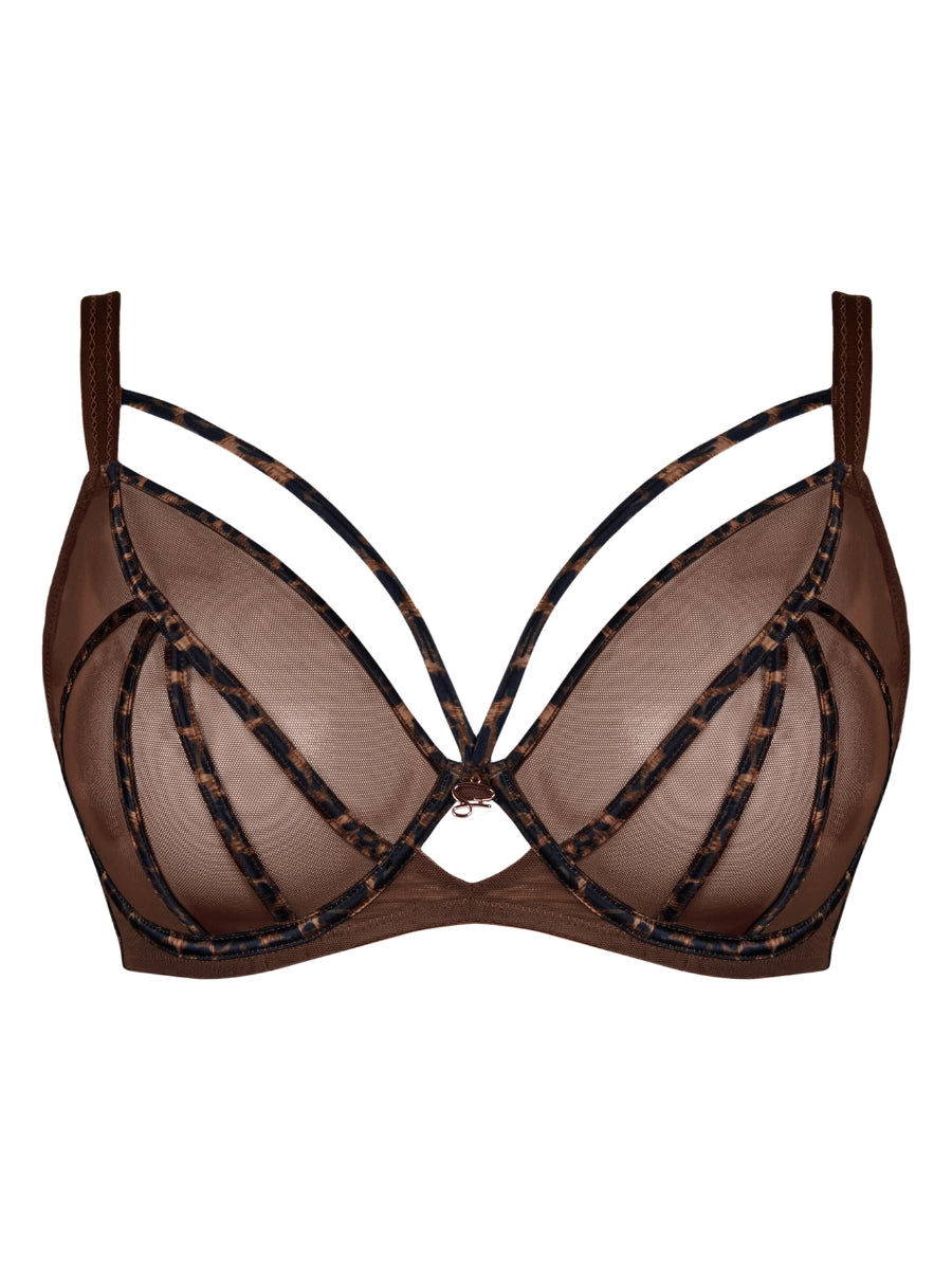 Senses Plunge Bra - Leopard Brown