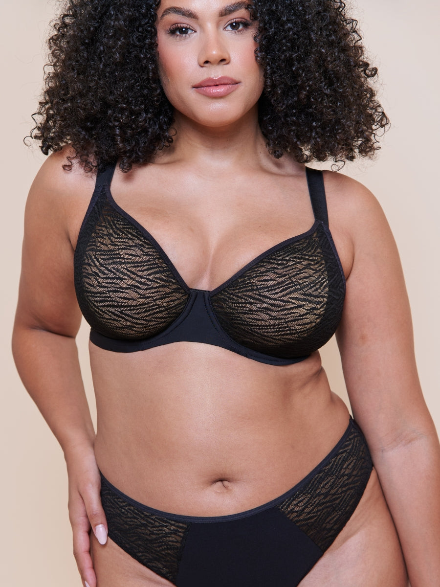 Smoothie Lace Moulded Balcony Bra - Black