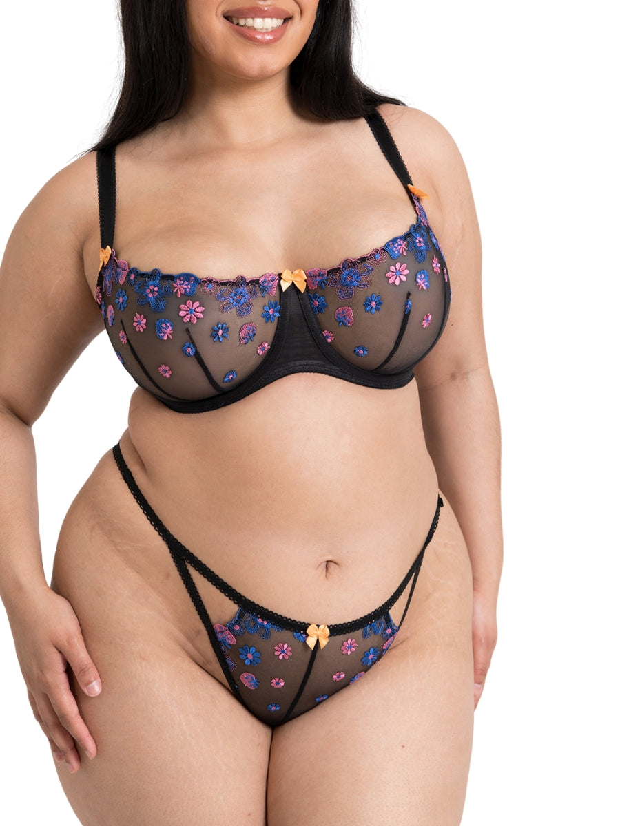 Strawberry Crush Balcony Bra - Black Multi