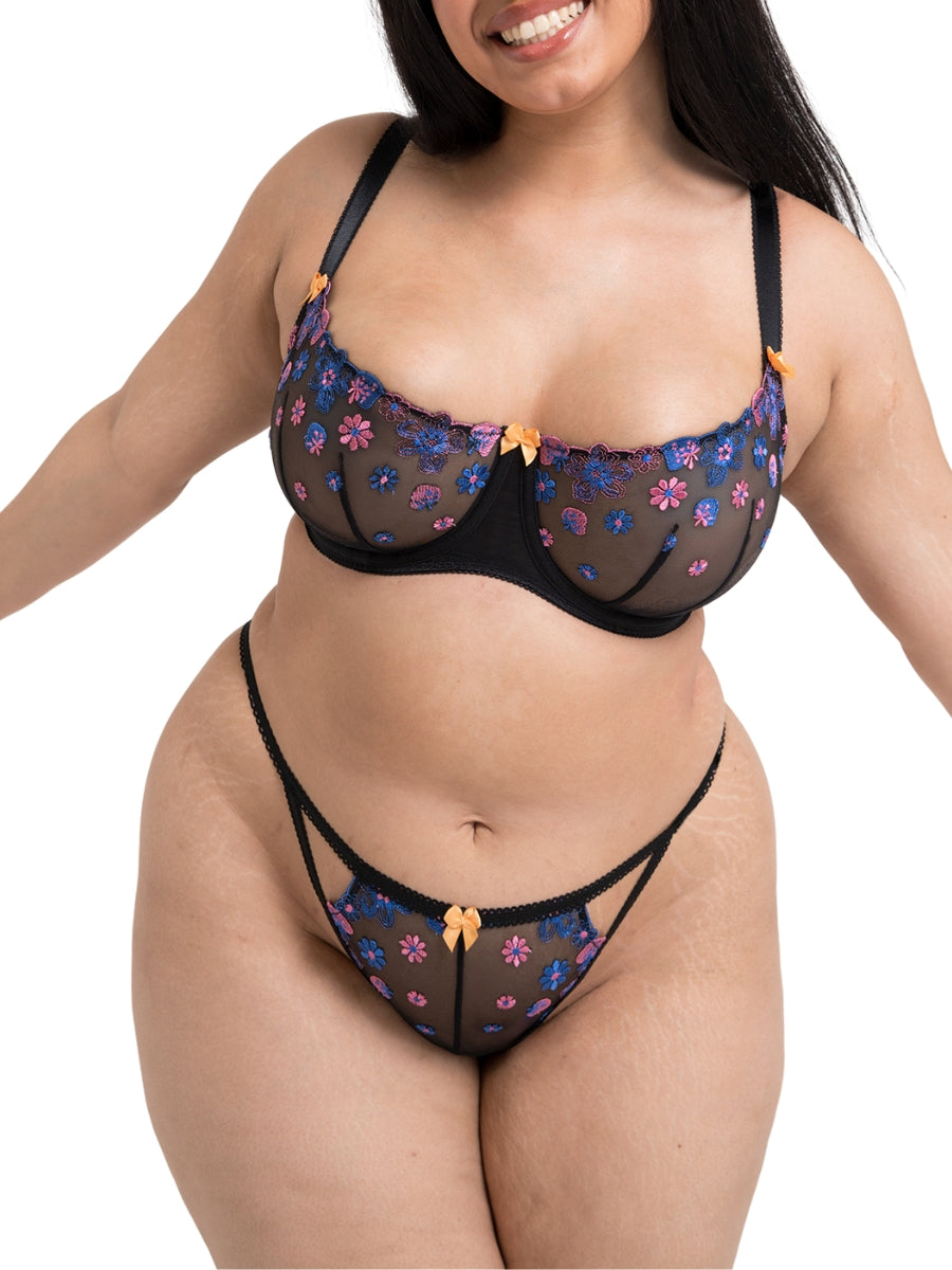 Strawberry Crush Balcony Bra - Black Multi