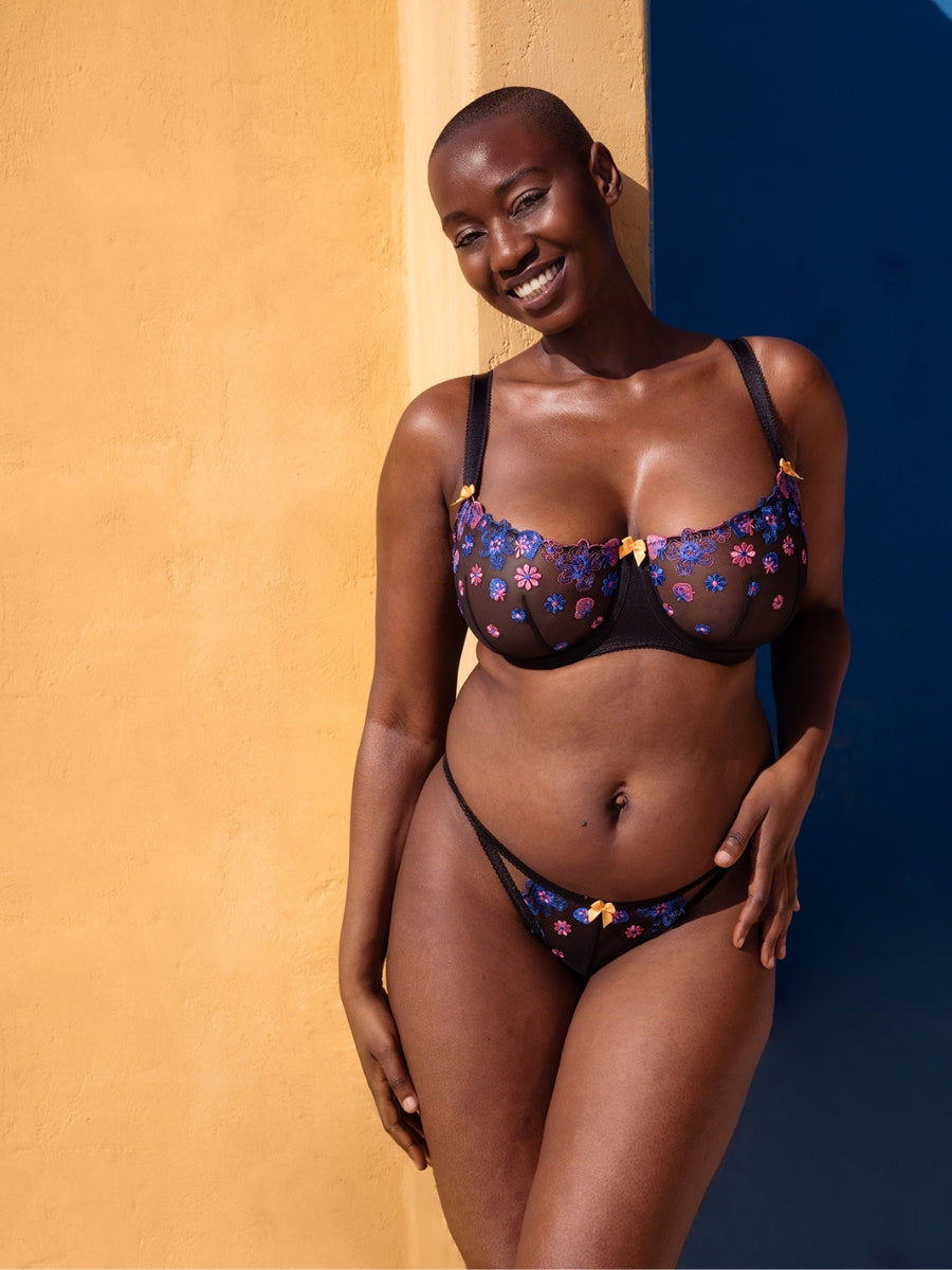 Strawberry Crush Balcony Bra - Black Multi