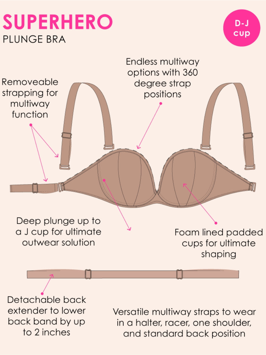 Superhero Multiway Plunge Bra - Latte