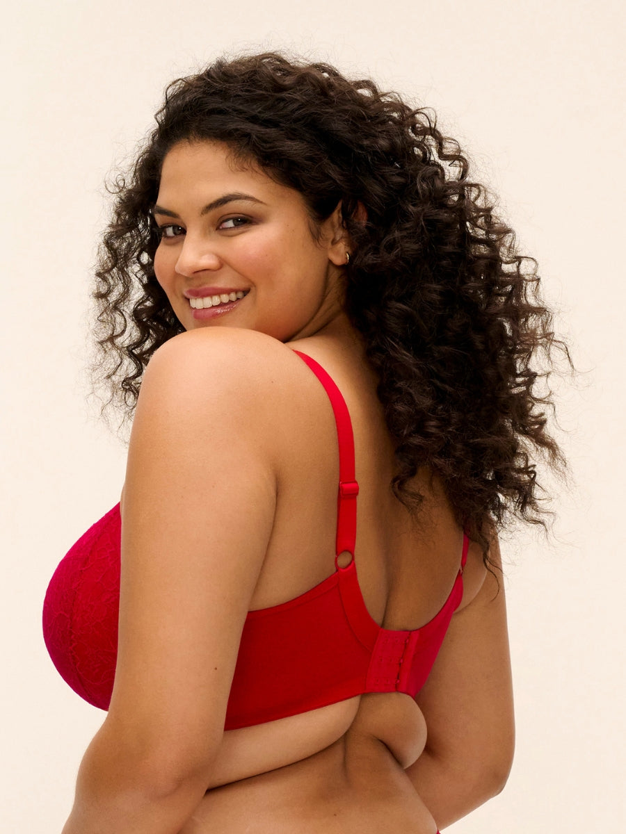 Brianna Plunge Bra - Haute Red
