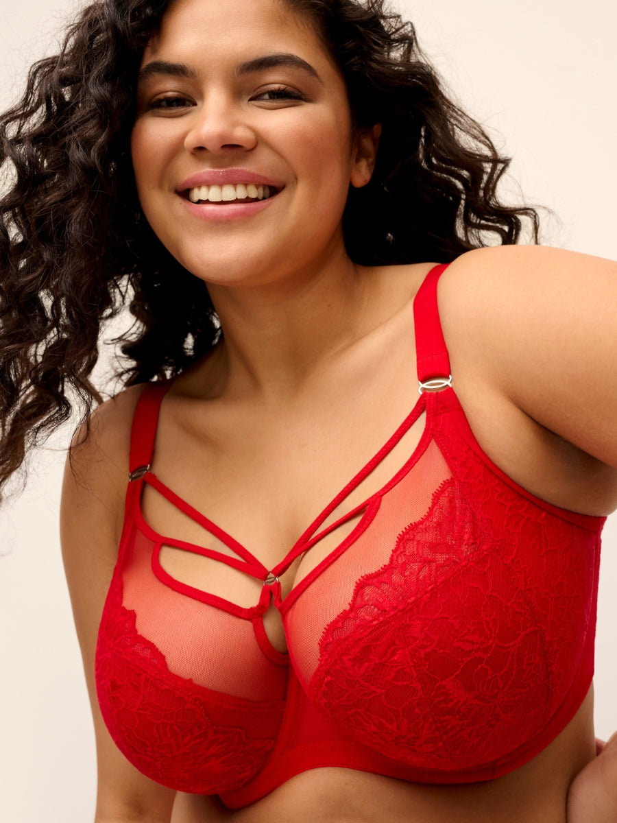 Brianna Plunge Bra - Haute Red
