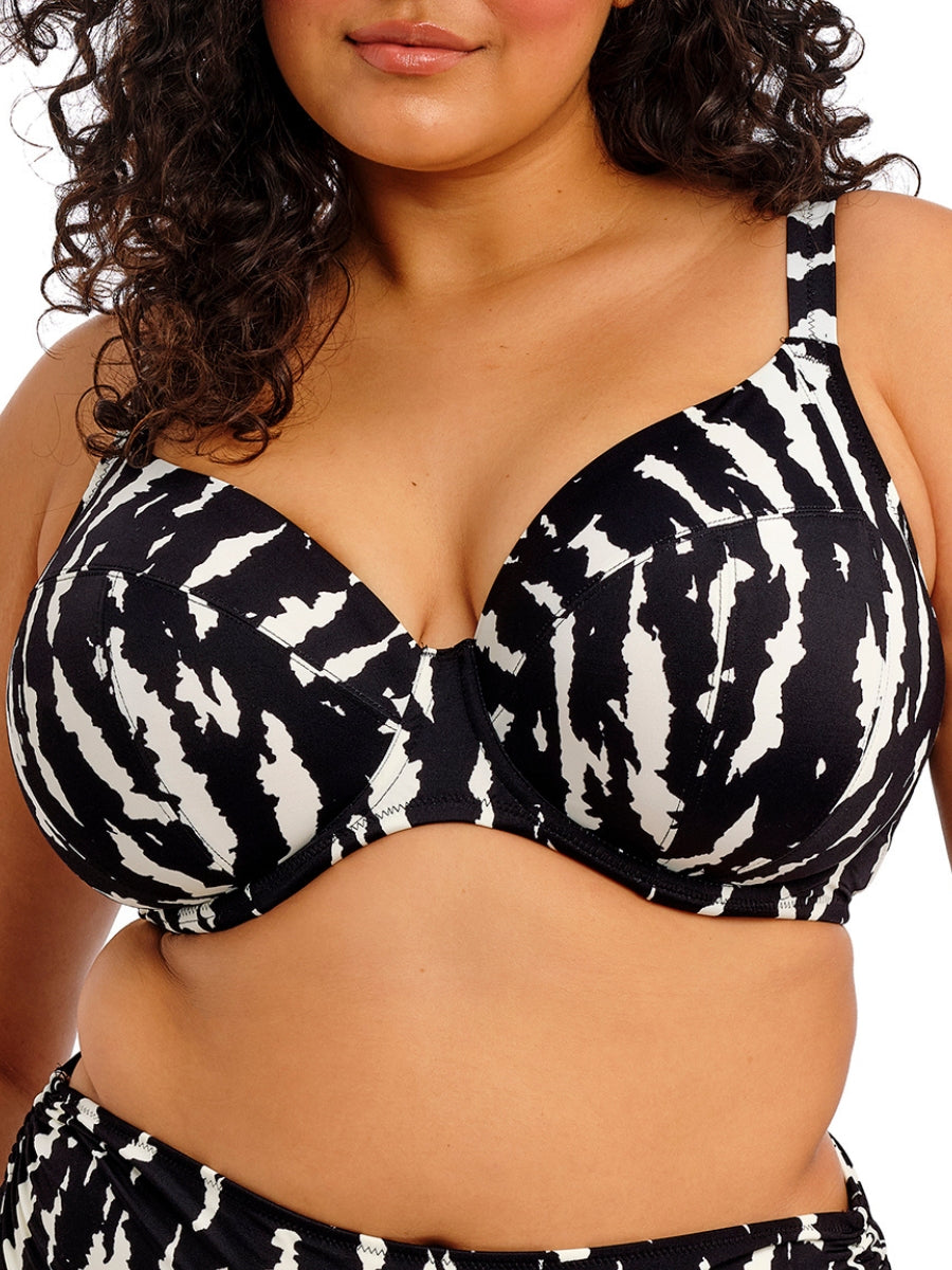 Echo Shell Plunge Bikini Top - Black