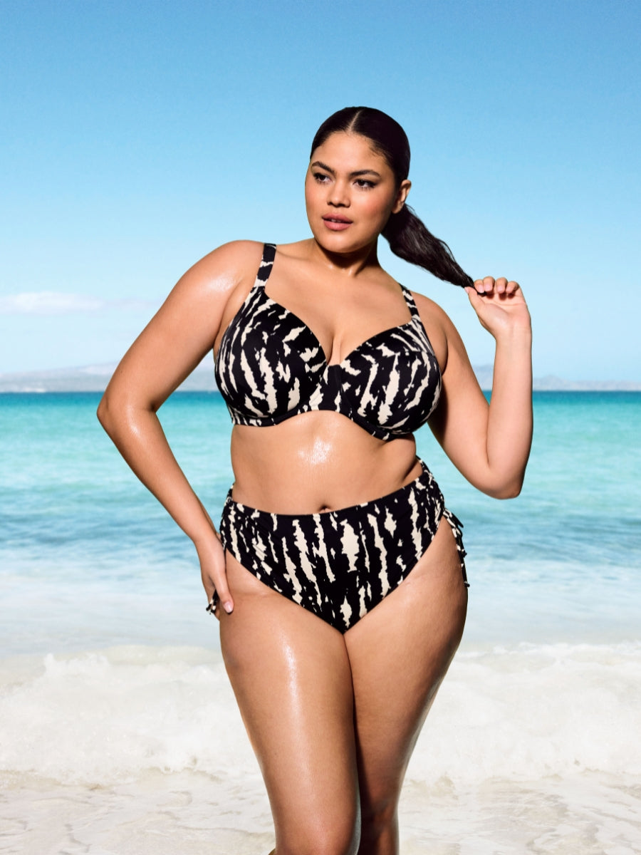 Echo Shell Plunge Bikini Top - Black