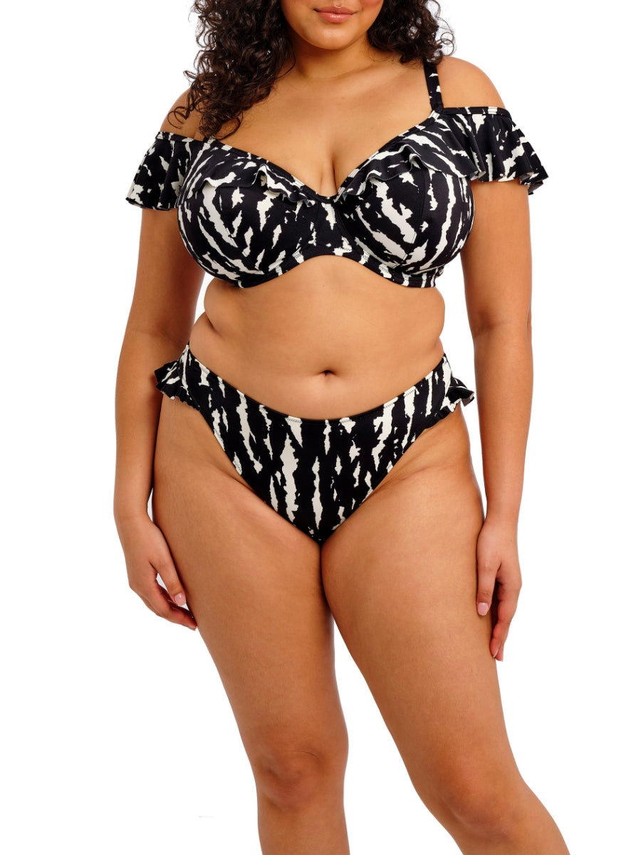 Echo Shell Ruffle Bikini Top - Black