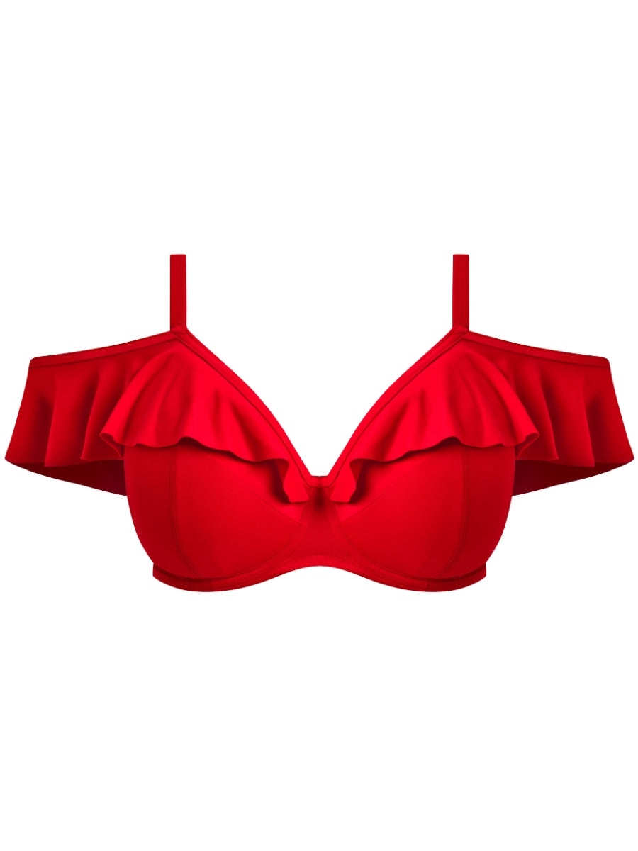 Plain Sailing Ruffle Bikini Top - Lava