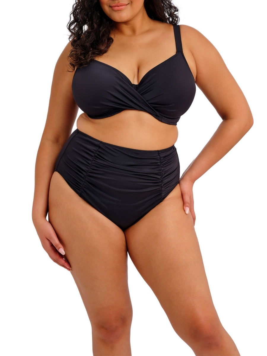 Plain Sailing Wrap Plunge Bikini Top - Black