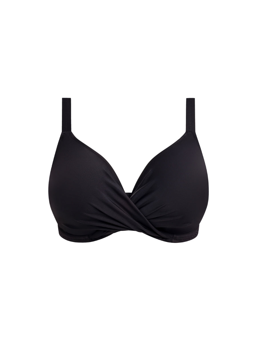 Plain Sailing Wrap Plunge Bikini Top - Black