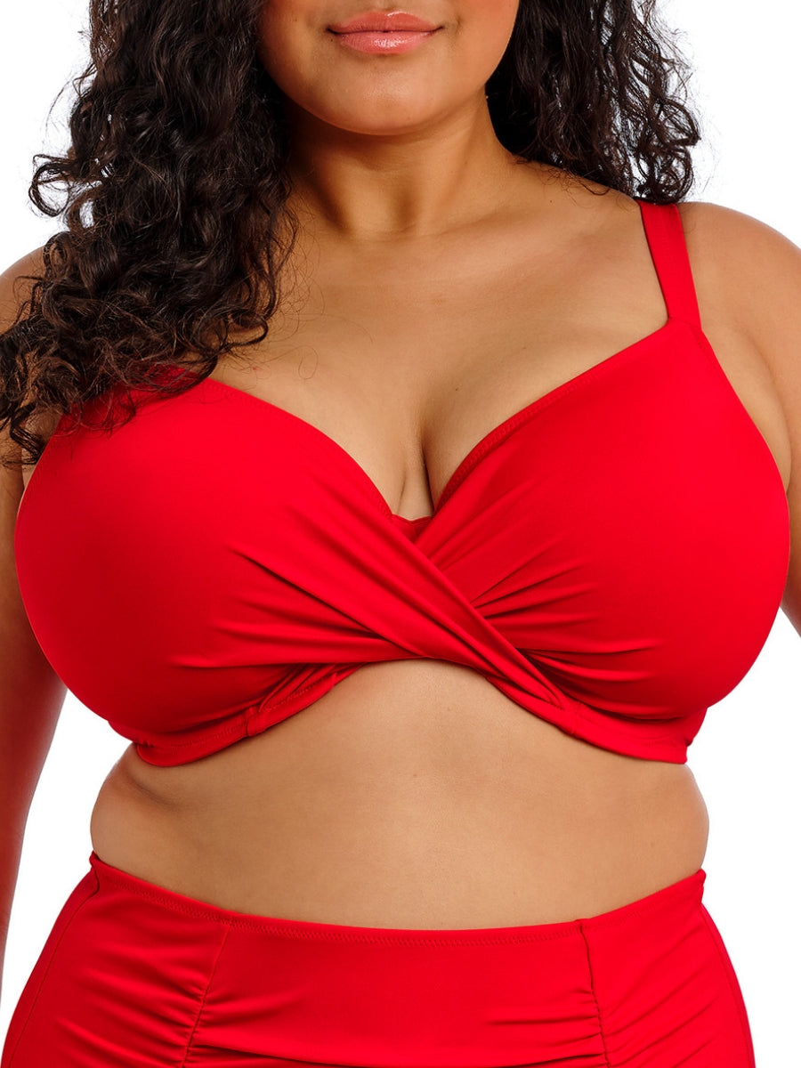 Plain Sailing Wrap Plunge Bikini Top - Lava