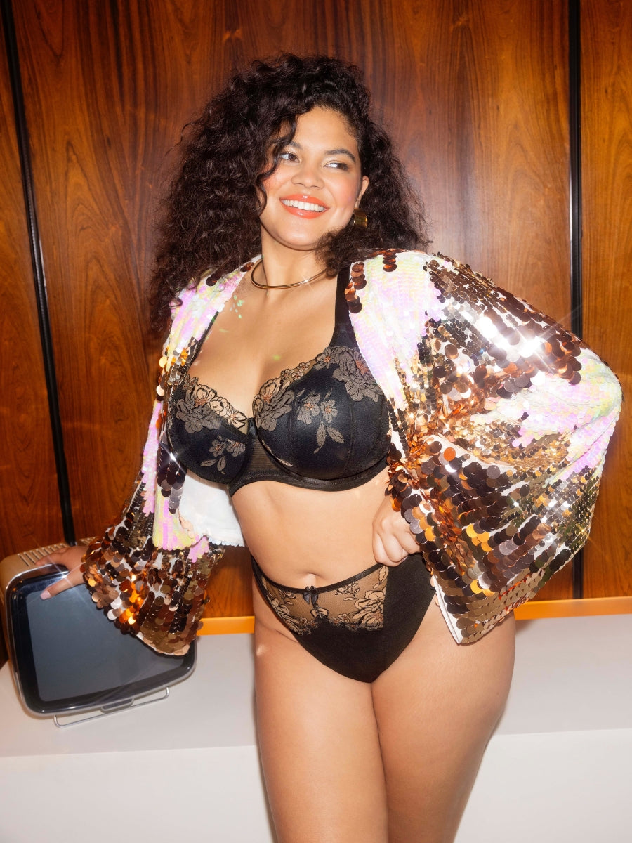 Teagan Half Cup Bra - Black/Almond