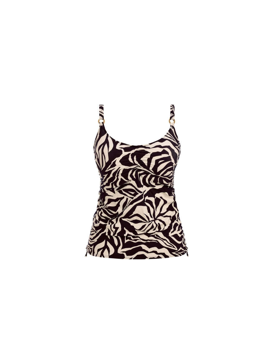 Aruba Nights Adjustable Side Tankini Top - Black & Cream