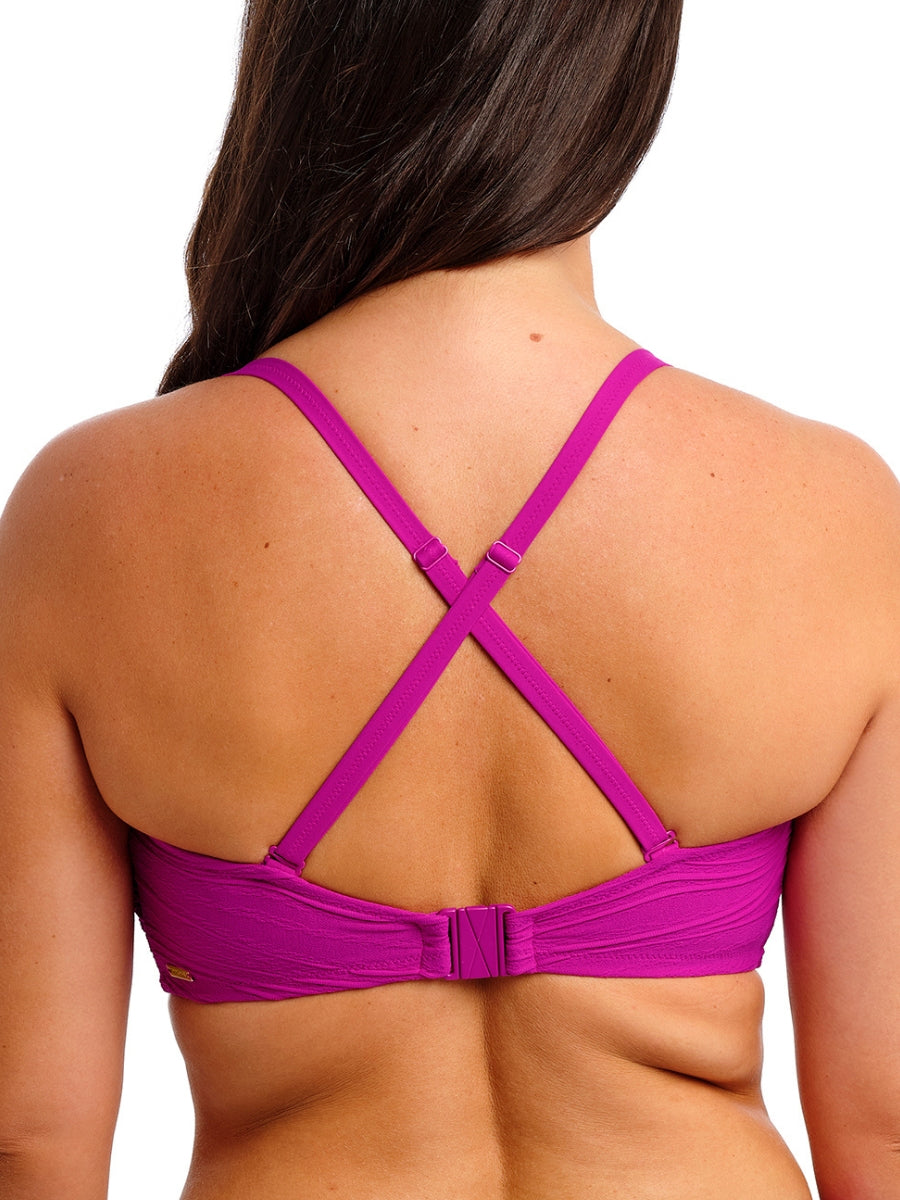 Beach Waves Bandeau Bikini Top - Bright Fuchsia