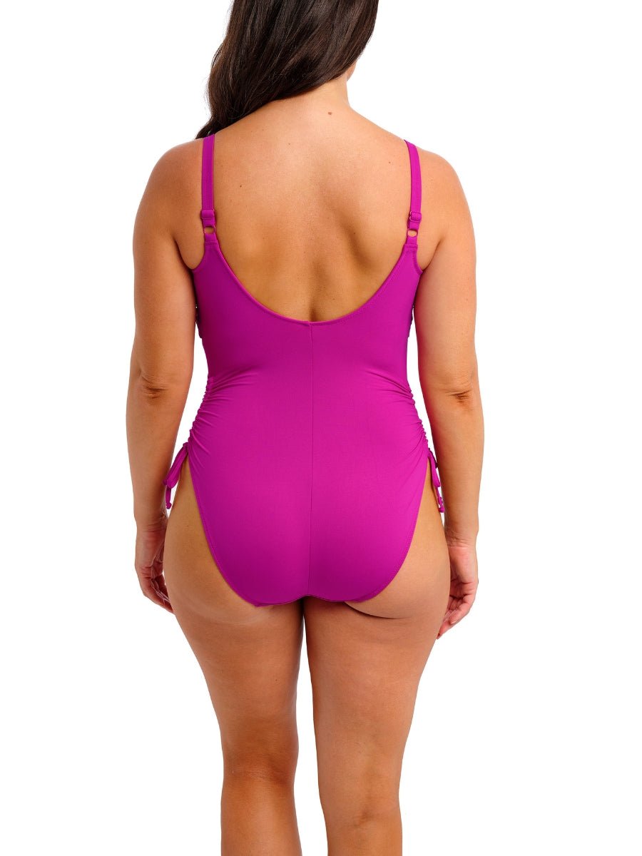 Beach Waves Twist Front Swimsuit - Bright Fuchsia