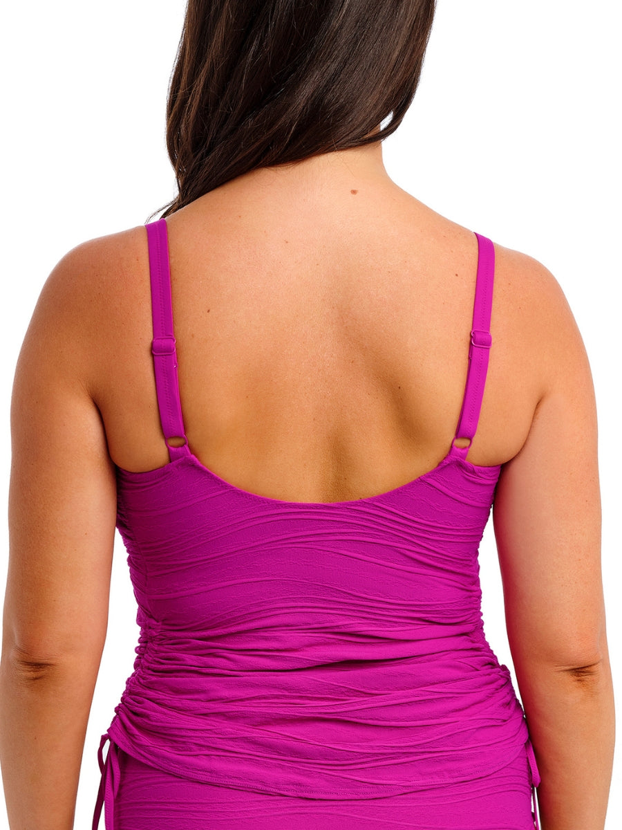 Beach Waves Twist Front Tankini - Bright Fuchsia